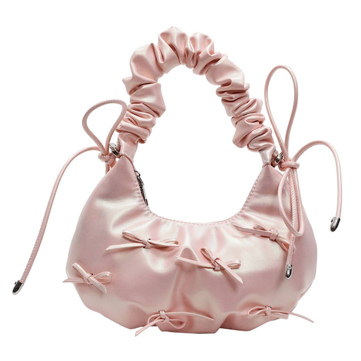 Fashionable pleated bow crossbody bag