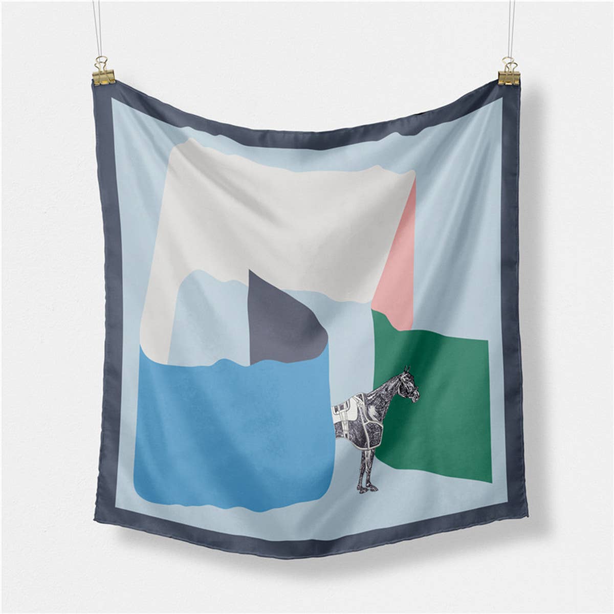 Geometric Print Reversible Satin Scarf for Summer