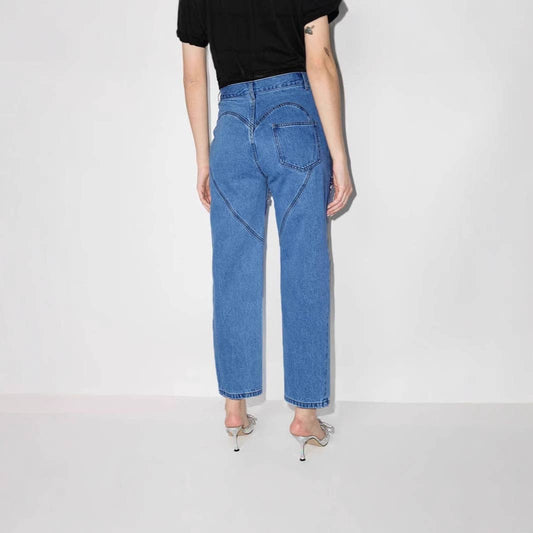 Straight leg baggy high-waisted long jeans