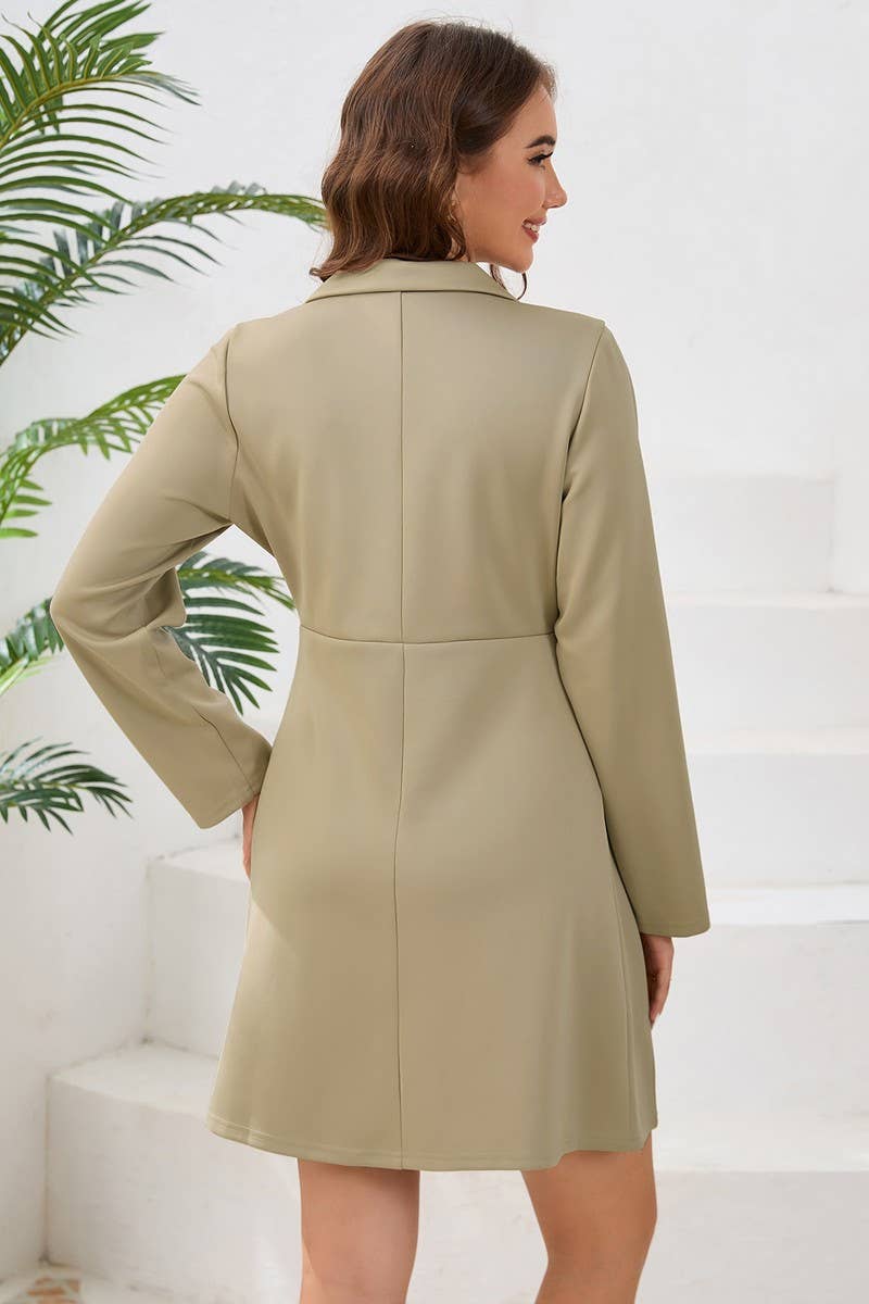 CWDSD6461_SINGLE BREASTED LAPEL PLEATED BUSINESS DRESS