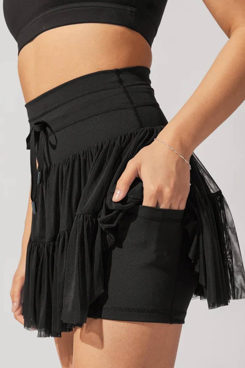 WOMEN'S HIGH WAIST LACE-UP PLEATED SKIRT