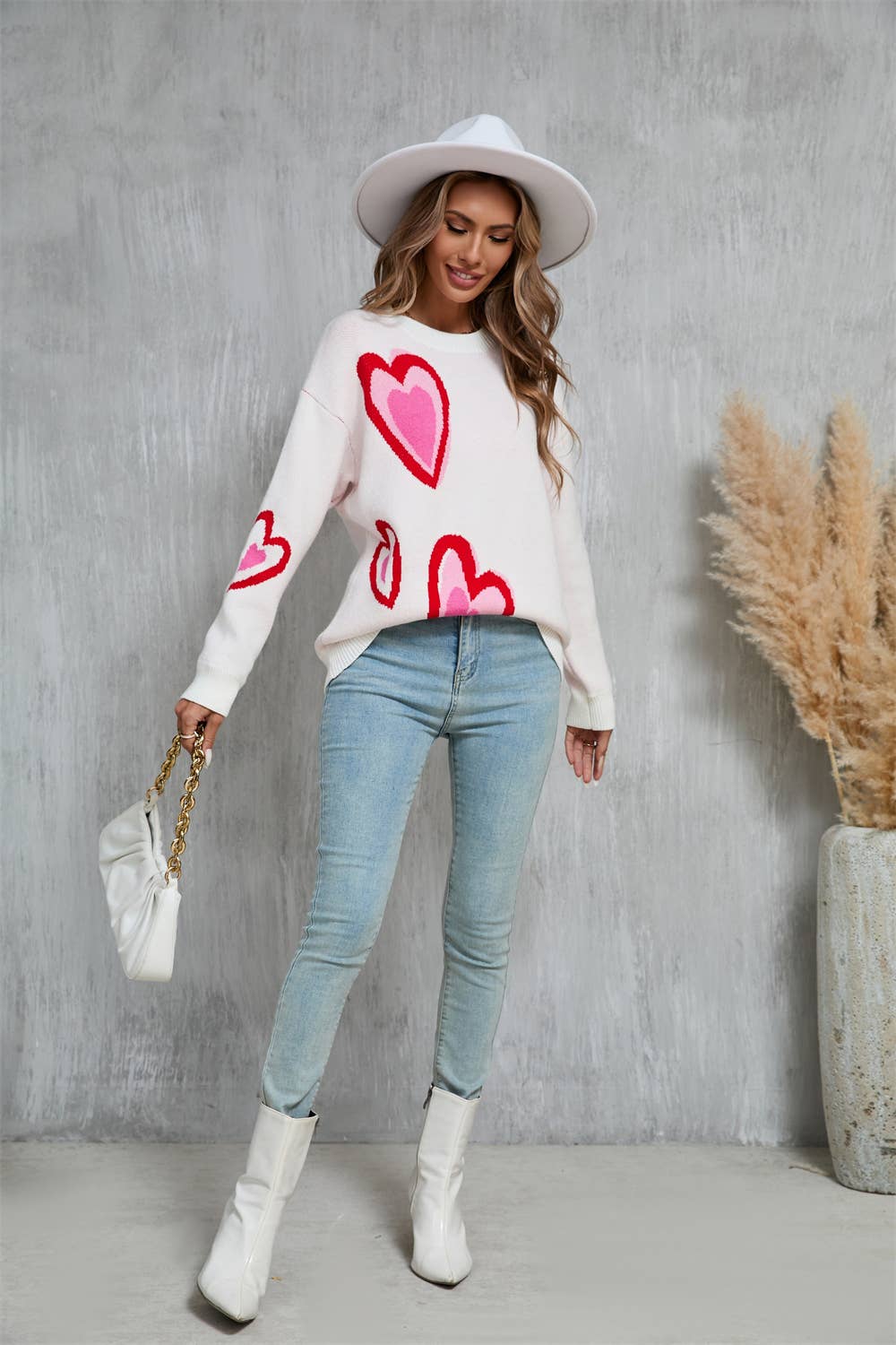 VALENTINE'S DAY HEART PEACH SWEATER KNIT