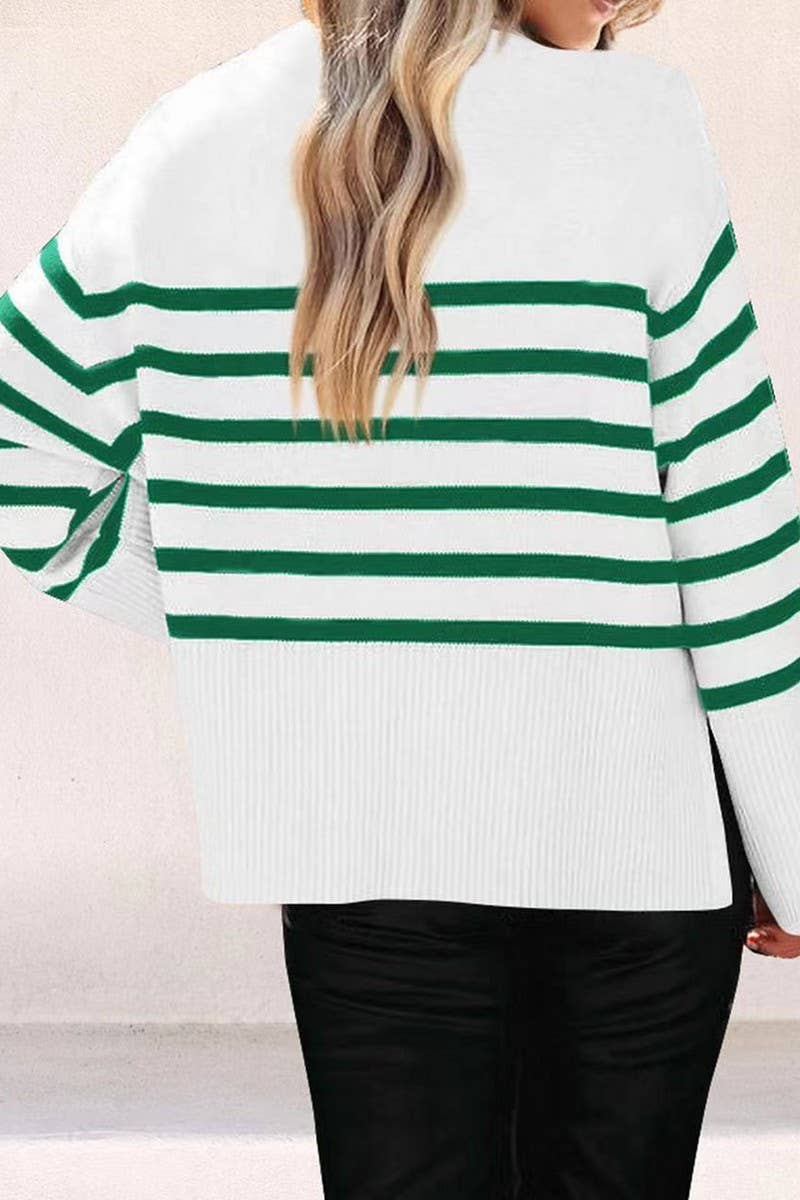 CWOSWL07683_STRIPED LOOSE-FITTING PULLOVER KNIT SWEATER