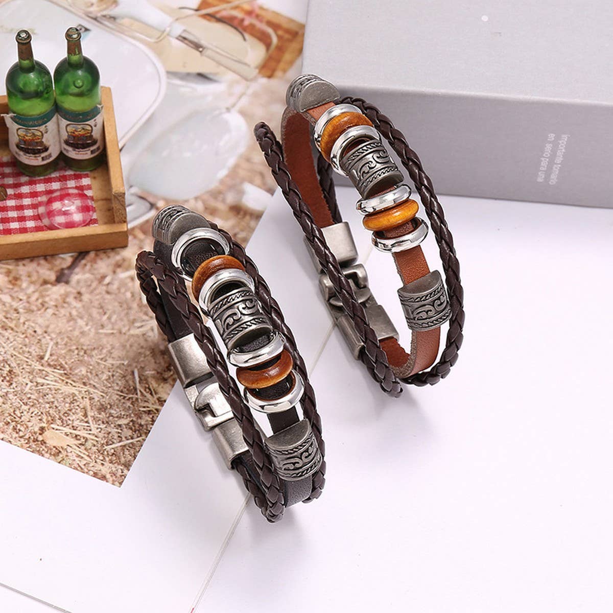 SIMPLE HAND-BEADED MULTI-LAYER LEATHER BRACELET_CWMM4460