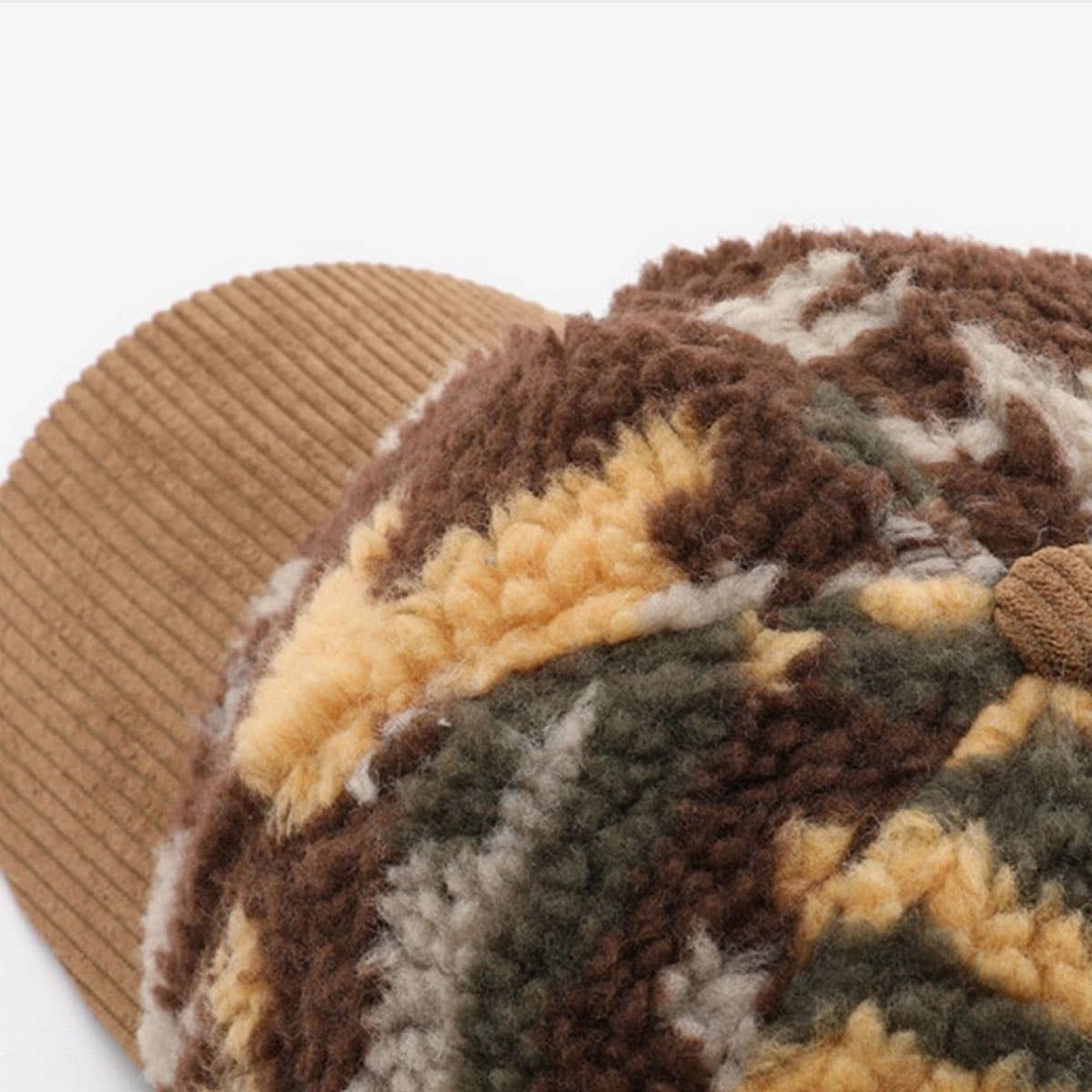 Winter Colorblock Fleece Camo Baseball Cap_CWAH2171