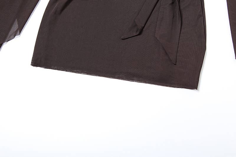 Sexy V-Neck Sheer Backless Strap Bodycon Skirt