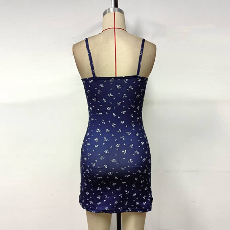 Printed Strappy A-Line Mini Dress