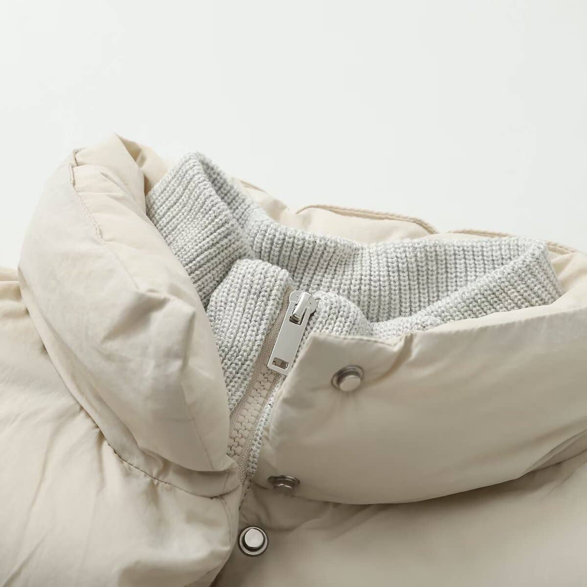 Stand-up collar long-sleeved patchwork coat