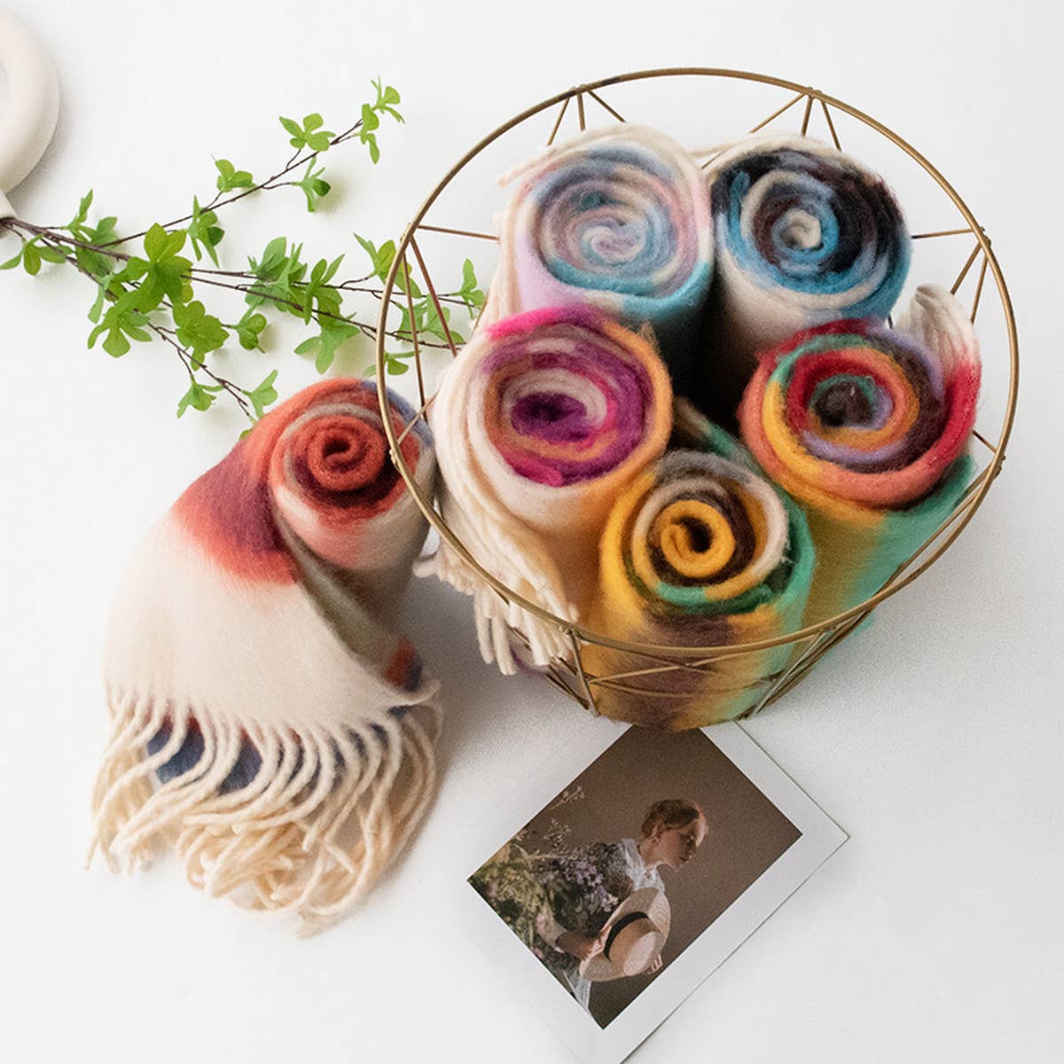 Dopamine Rainbow Scarf - Fuzzy Plaid Winter Wrap