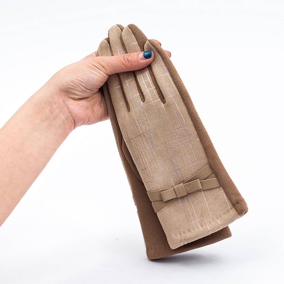 FASHION IRREGULAR GOLD STRIPED BOWKNOT GLOVES_CWAG0074