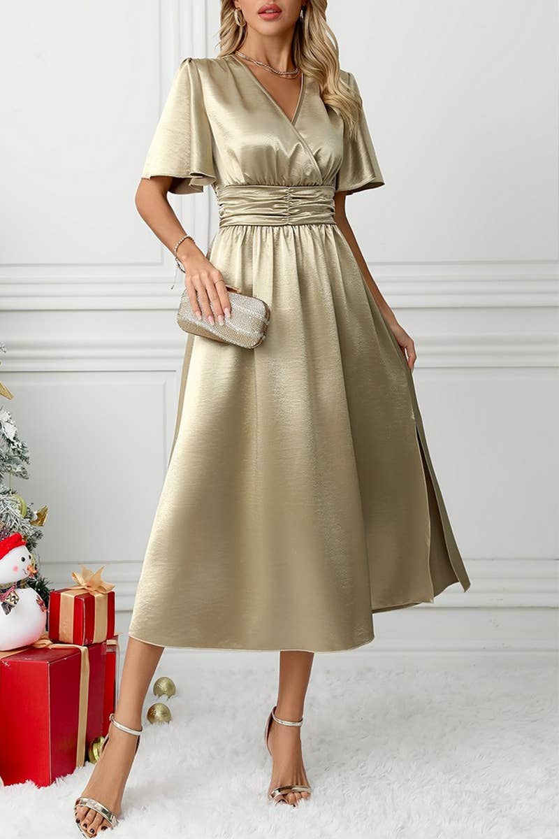 CWDMD5061_BANQUET TEMPERAMENT A-LINE MEDIUM-LENGTH DRESS