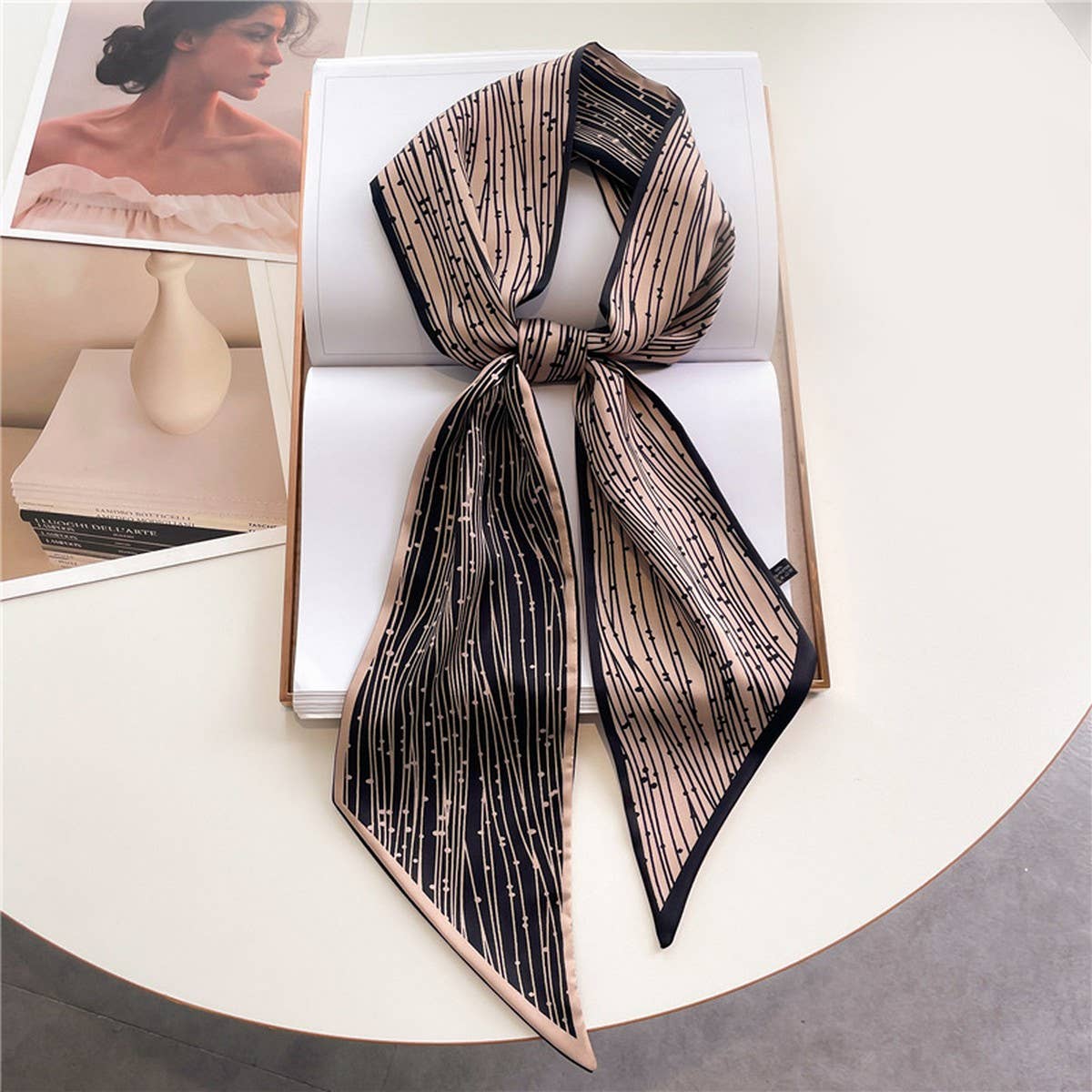 FASHIONABLE DOUBLE-LAYER RIBBON ANGLED HEAD SCARF