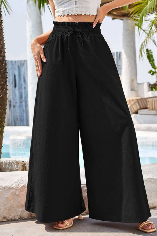 High-waisted loose straight leg wide-leg pants