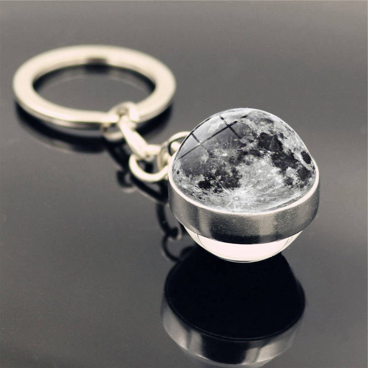 DOUBLE SIDED GLASS BALL KEYCHAIN PENDANT JEWELRY