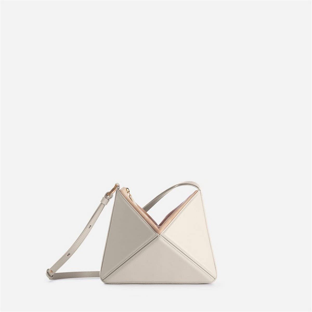 TRIANGULAR RHOMBUS STITCHING FOLDING SHOULDER BAG_CWAB1933