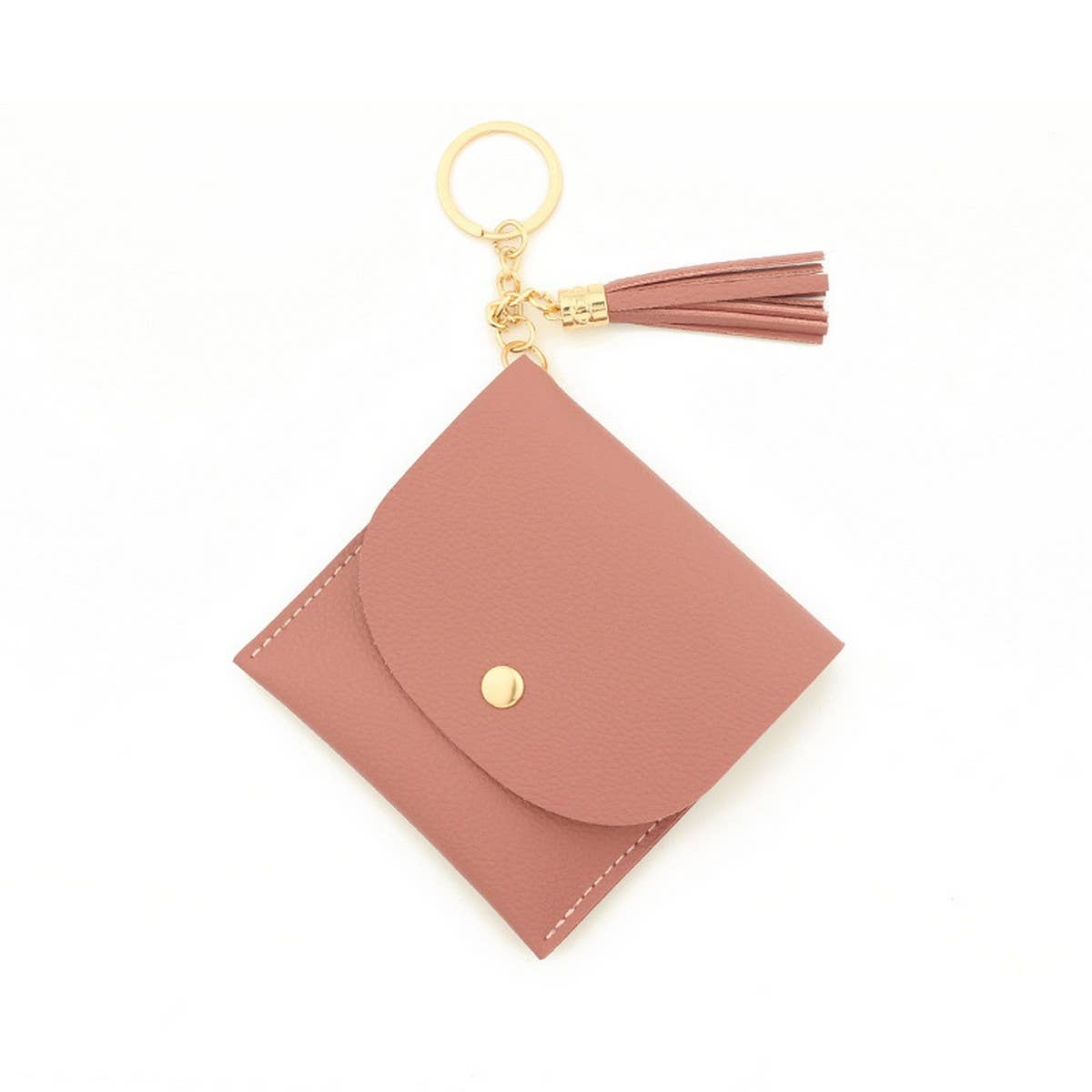 Solid PU Card Wallet with Tassel & Keychain_CWAB4965