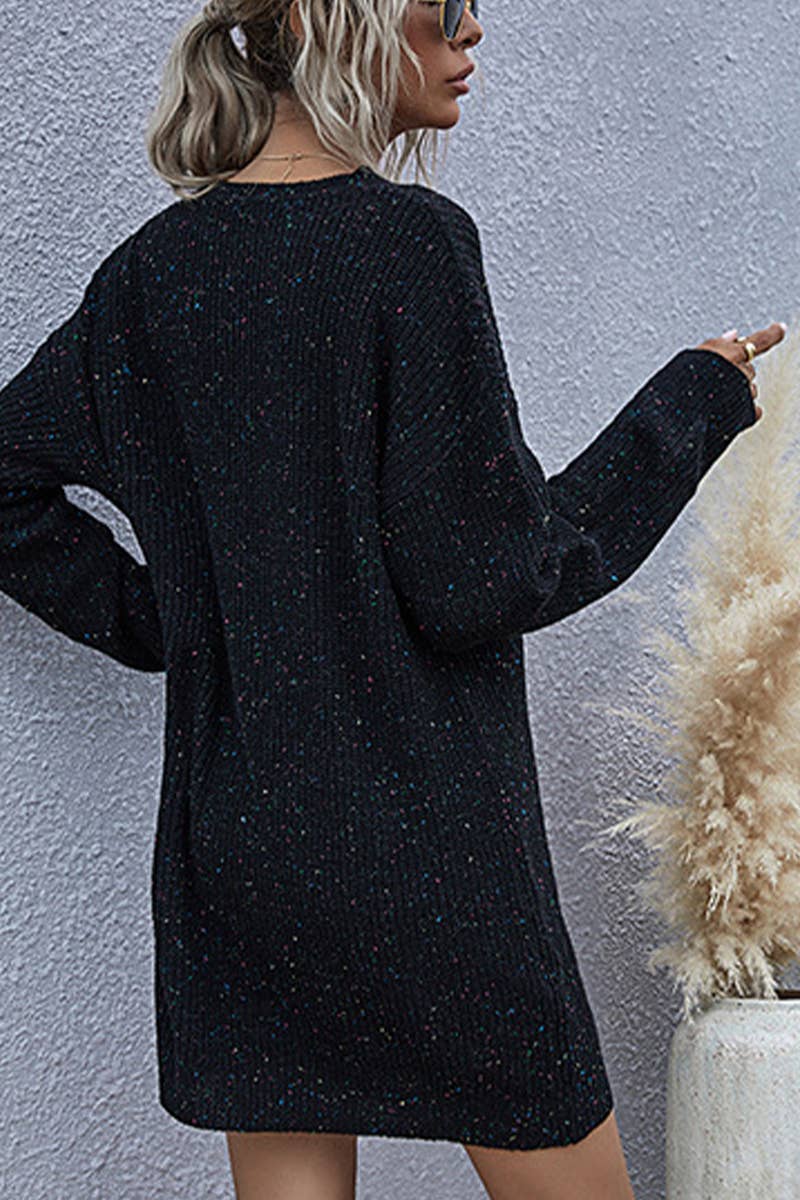 SOLID COLOR TEMPERAMENT LOOSE SWEATER DRESS