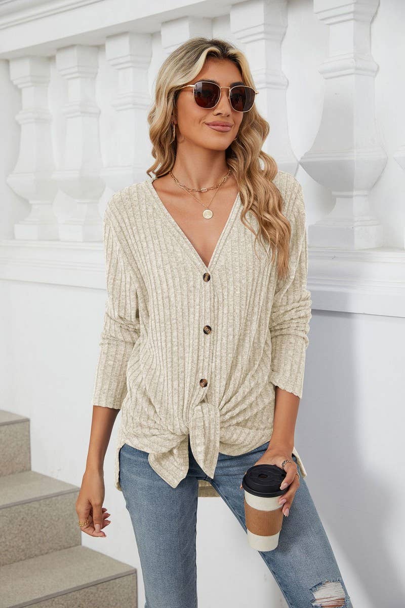 CWOCAL2269_AUTUMN AND WINTER BUTTON KNIT CARDIGAN
