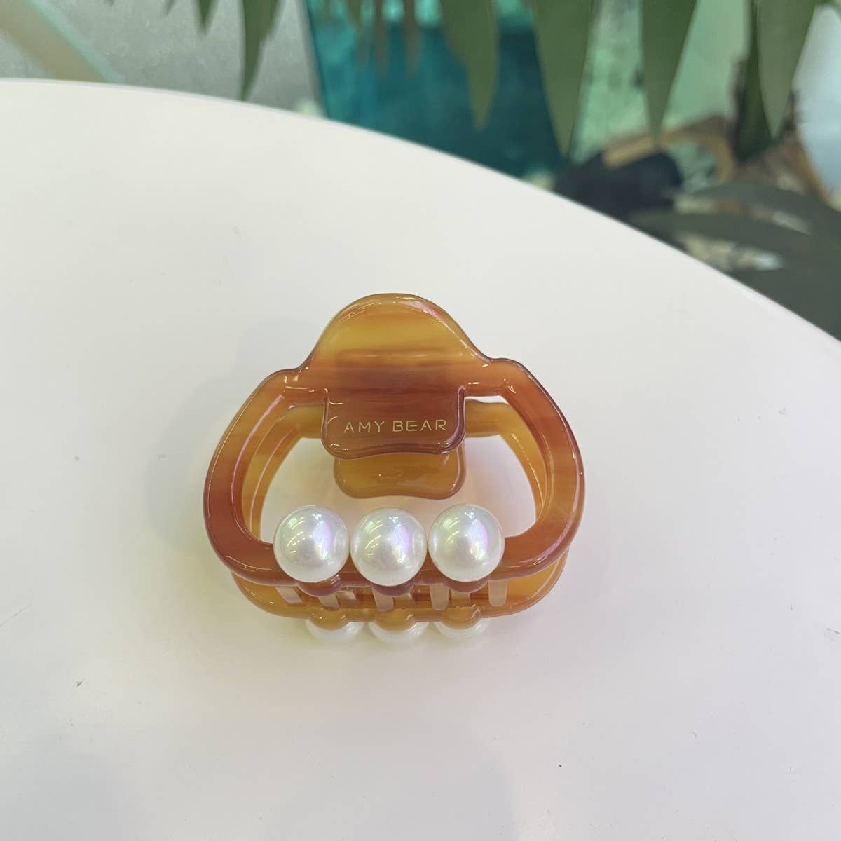 Pearl Accent Hair Claw, Thick Square Elegant Clip_CWASC1600