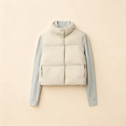 Stand-up collar long-sleeved patchwork coat