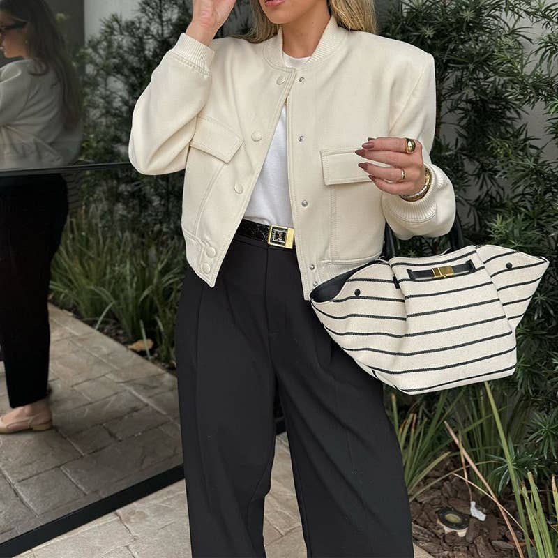 STYLE SOLID SHORT SINGLE-BREASTED JACKET