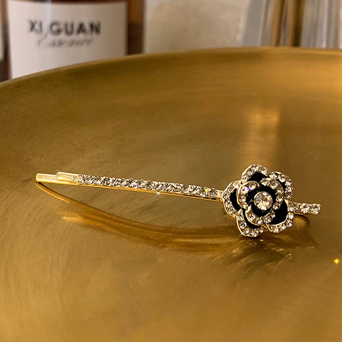 CAMELLIA PEARL HAIR PIN WITH RHINESTONES_CWAHA1211