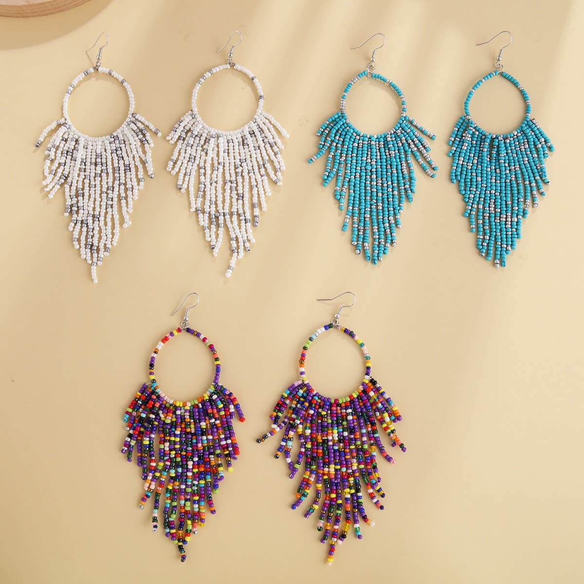 VINTAGE HOLLOW LONG TASSEL EARRINGS