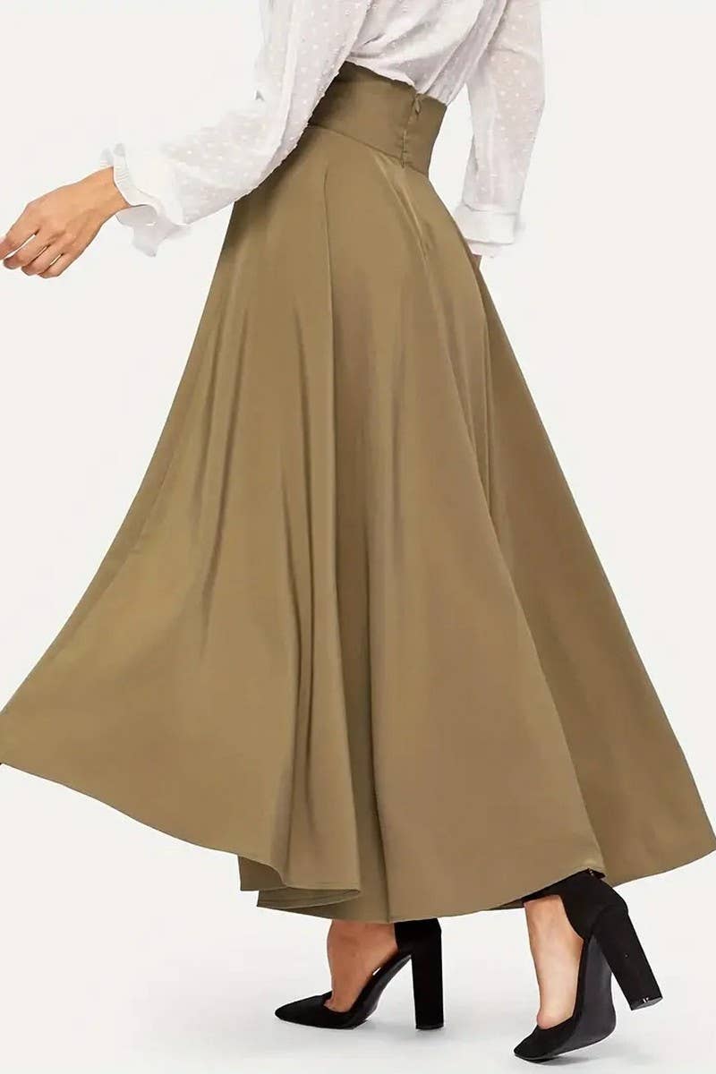 CWBLS0533_SUMMER HIGH WAIST SLIM FRONT TIE A-LINE SKIRT