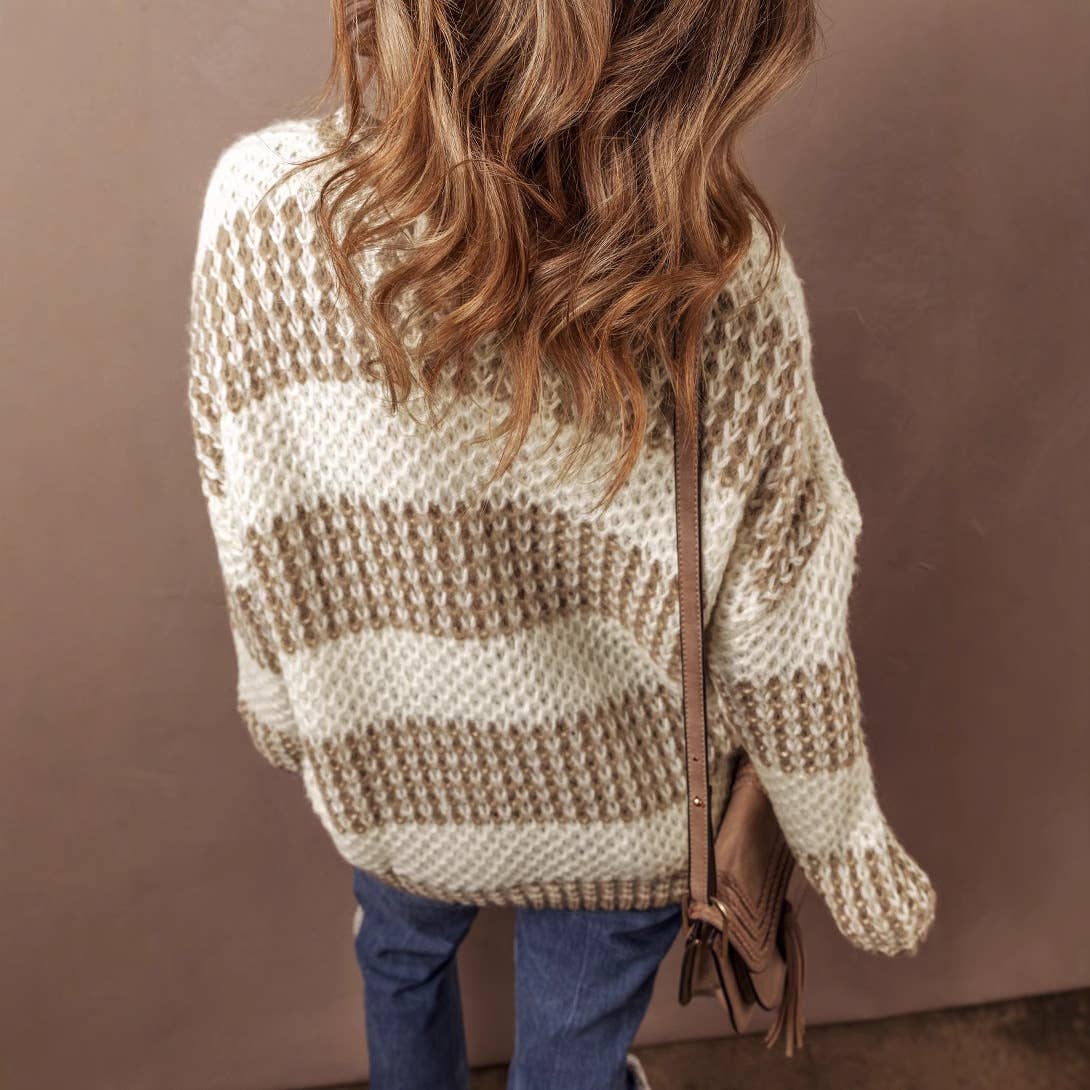 SIMPLE FASHION COLOR MATCHING PRINTED SWEATER