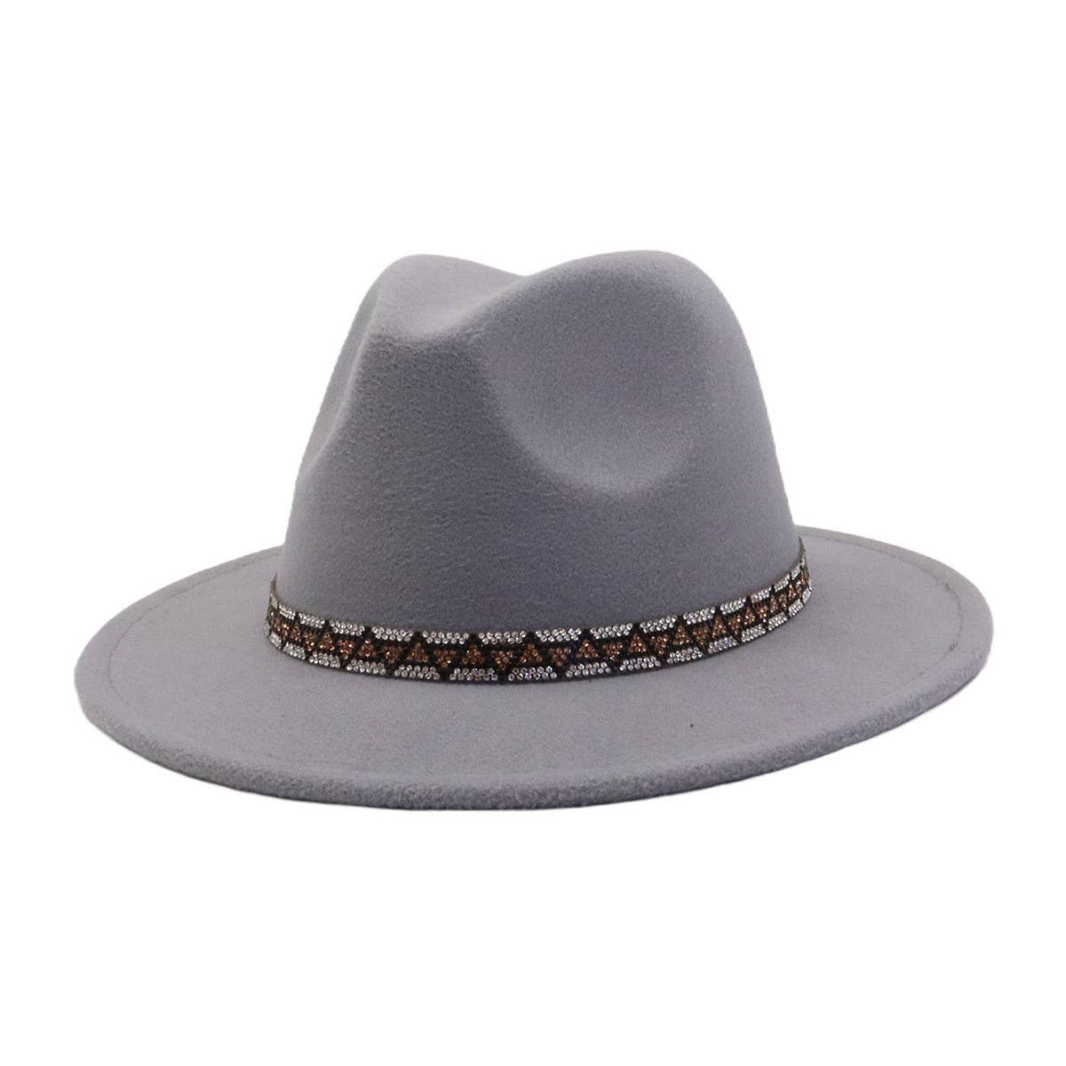 Men & Women Retro Wool Blend Fedora Hat _CWAH04393