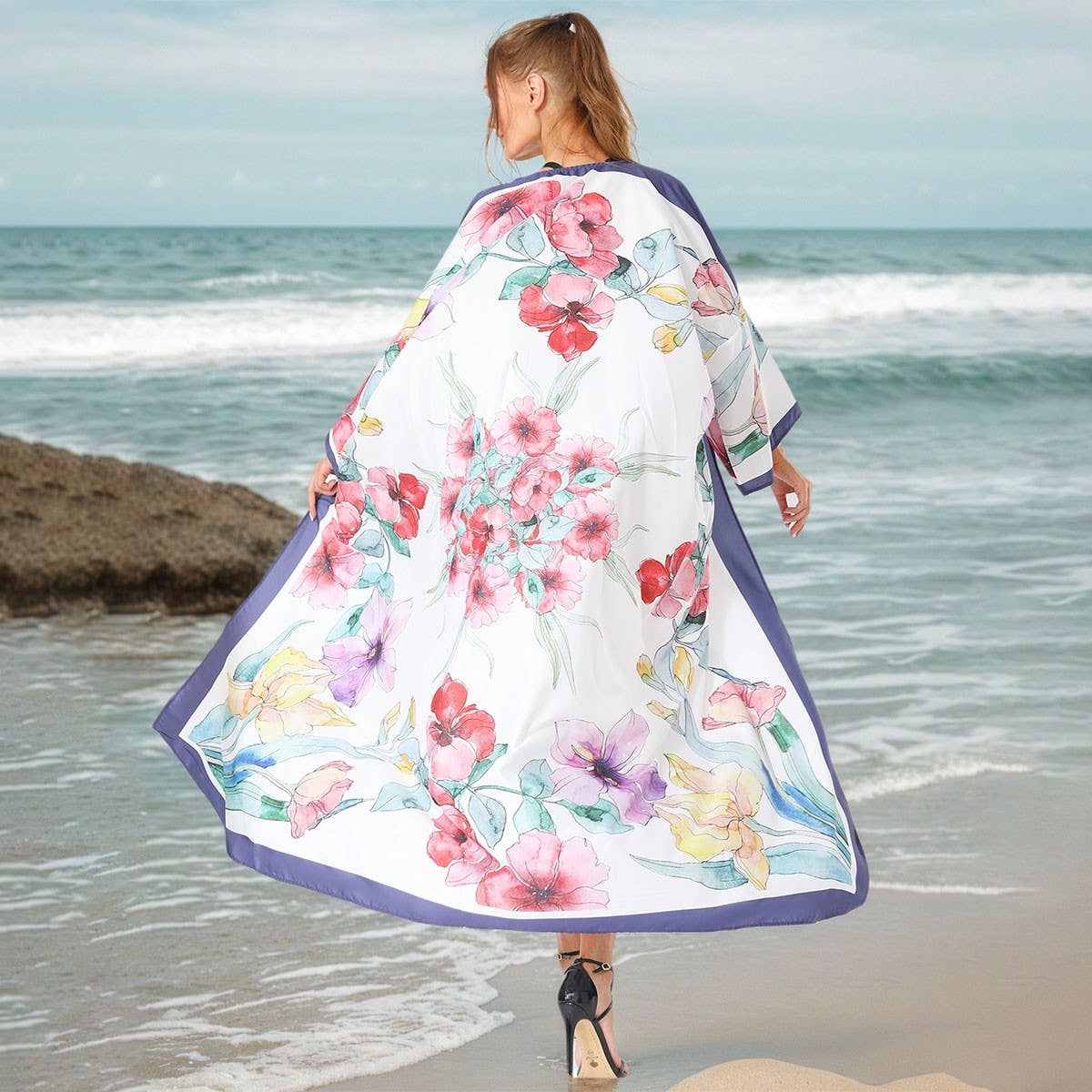 Boho Print Kimono Beach Cover-Up Cardigan_CWMM6309