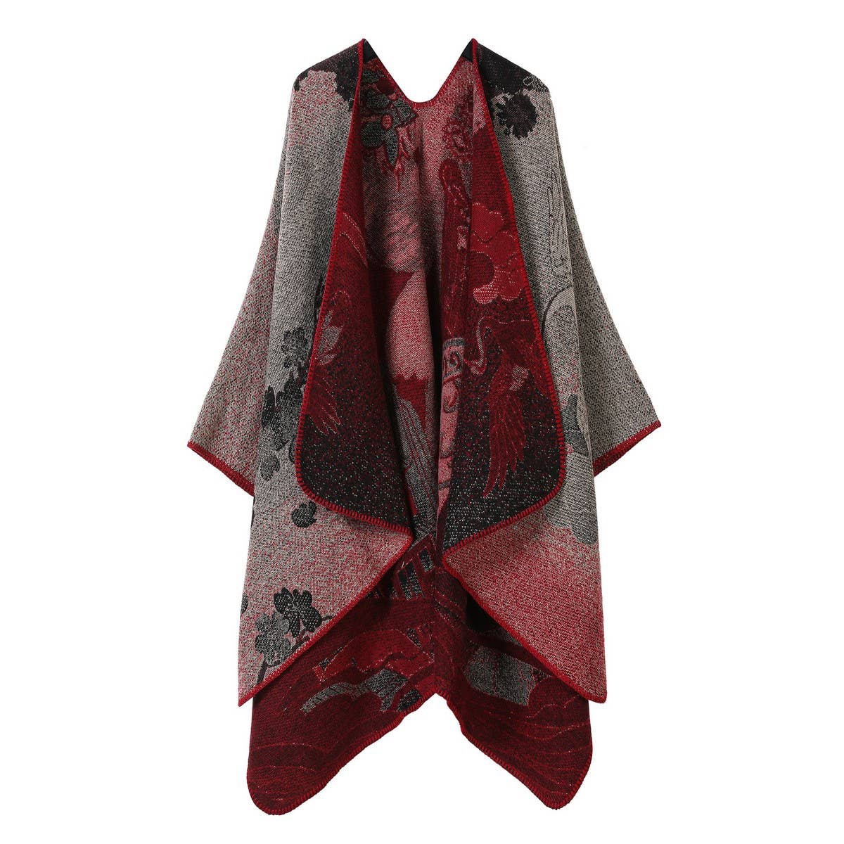 SHAWL VINTAGE SCARF FAUX CASHMERE SLIT WARM CAPE