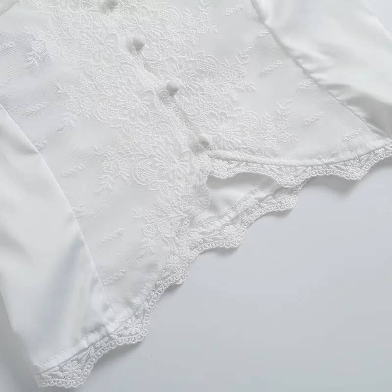 Lace lace patchwork single breasted tank top