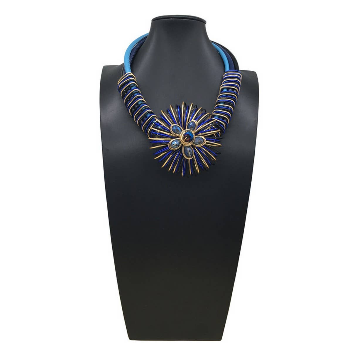 HANDMADE ALUMINUM WIRE FLOWER NECKLACE EARRING SET