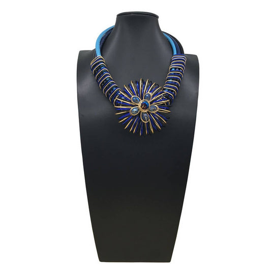 HANDMADE ALUMINUM WIRE FLOWER NECKLACE EARRING SET