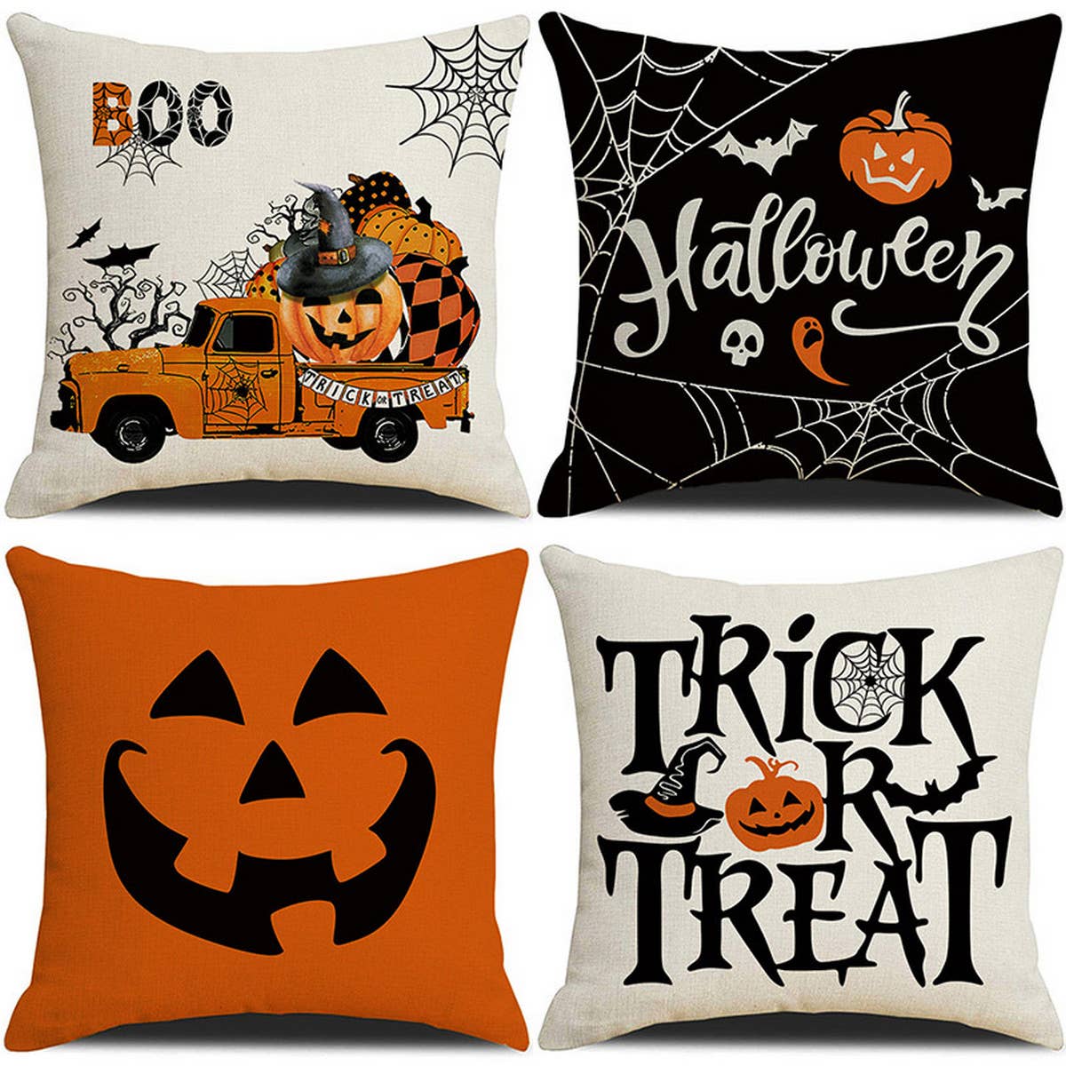 HALLOWEEN PUMPKIN CAR LINEN PILLOWCASE