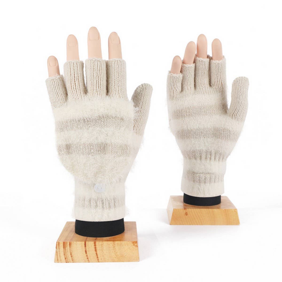 WINTER WOOL KNITTED HALF-FINGER FLAP WARM GLOVES_CWAG0403