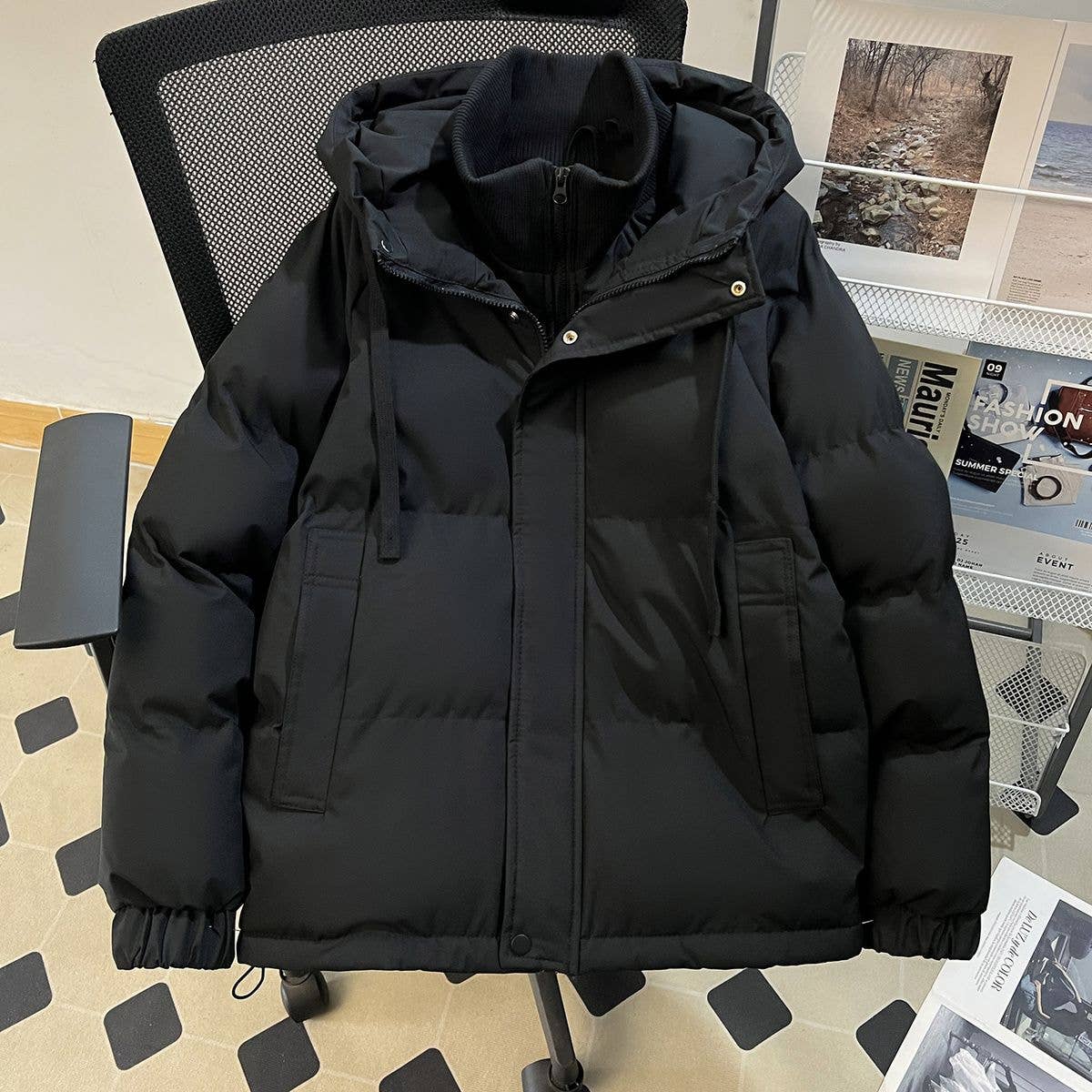 Two thick and warm cotton-padded jackets