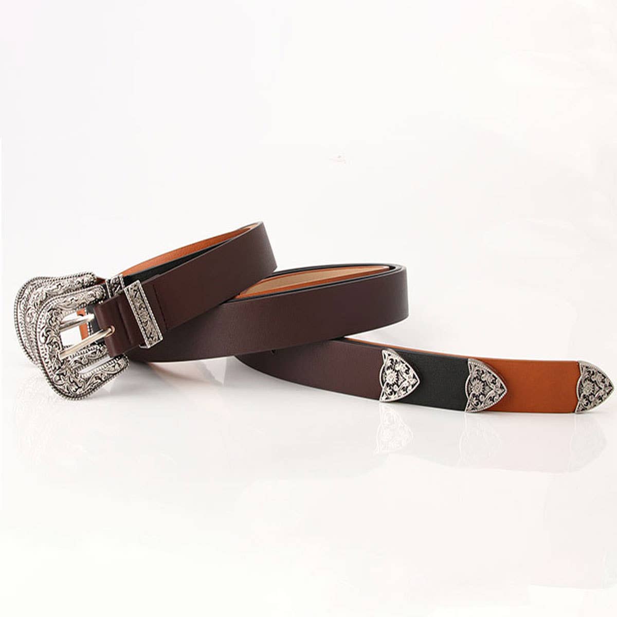 CLASSIC VINTAGE BUCKLE BELT WITH EMBOSSED_CWABE0388