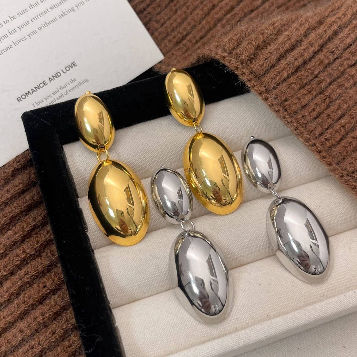 NICHE HIGH-END DESIGN PHOTOSENSITIVE OVAL EARRINGS_CWAJE3141