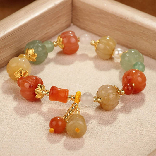 NEW ARTISTIC RETRO NATURAL GOLD JADE BRACELET