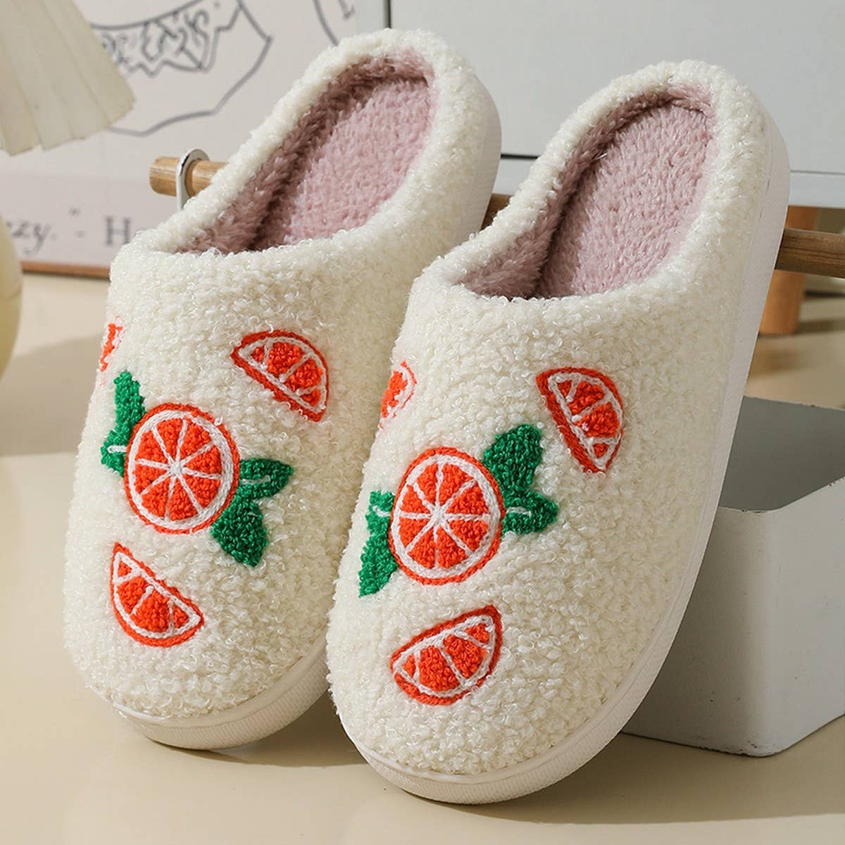 CUTE CARTOON ORANGE WINTER COTTON SLIPPERS