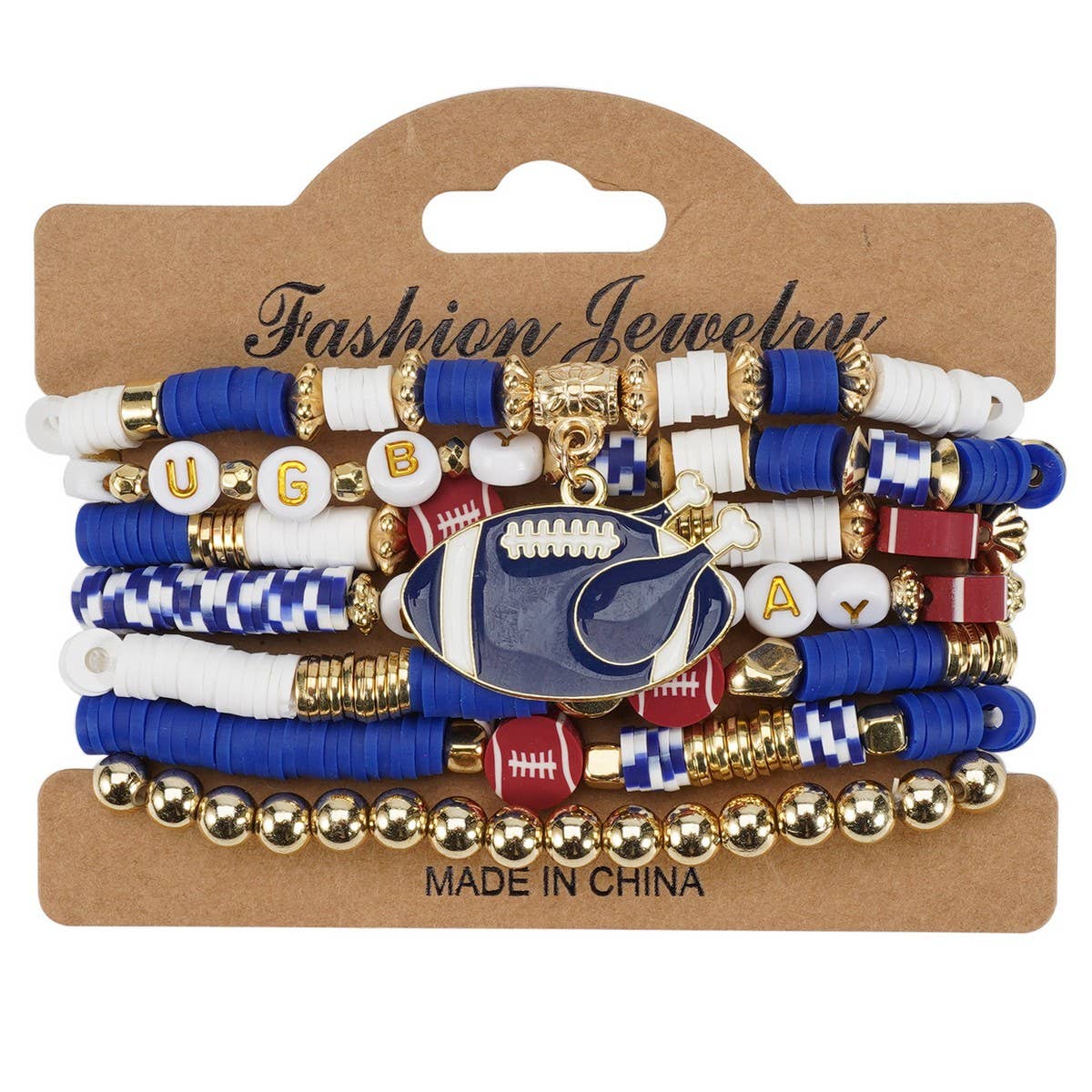 CWMM10459_FOOTBALL MOM GAME DAY BEADED ELASTIC BRACELET