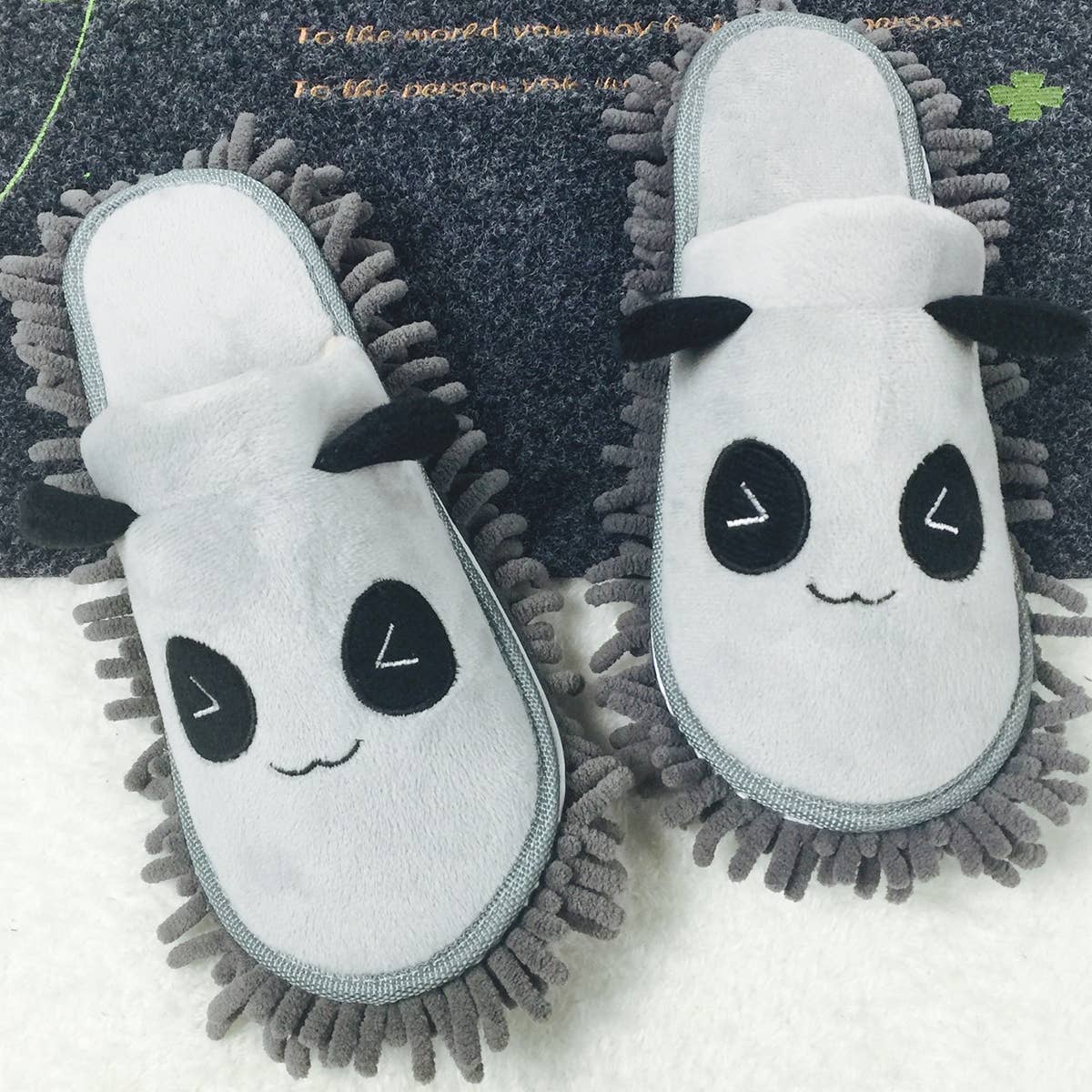 WASHABLE LITTLE BEAR PATTERN MOP SLIPPERS