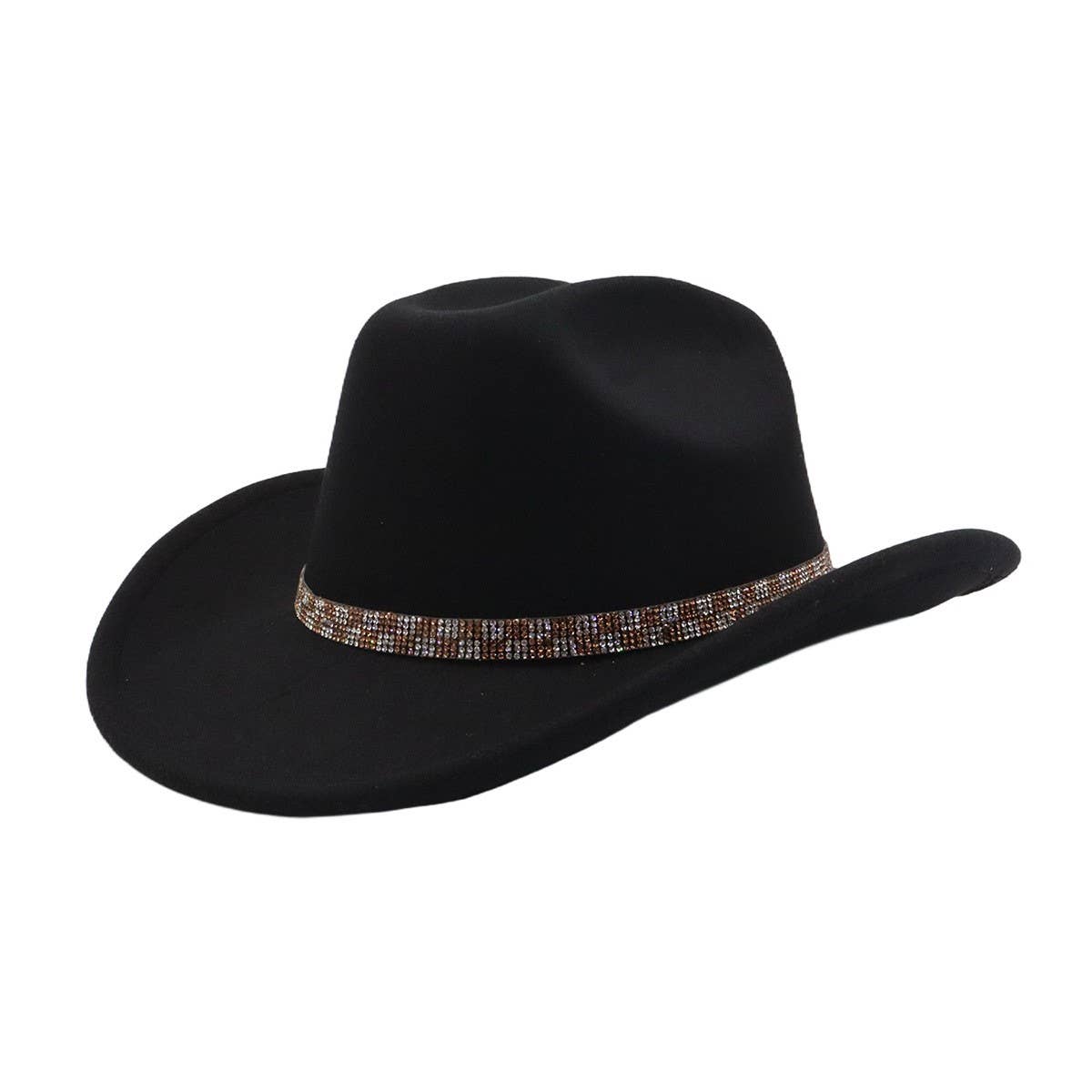 Unisex Ethnic Wool Fedora Cowboy Jazz Hat_CWAH04413