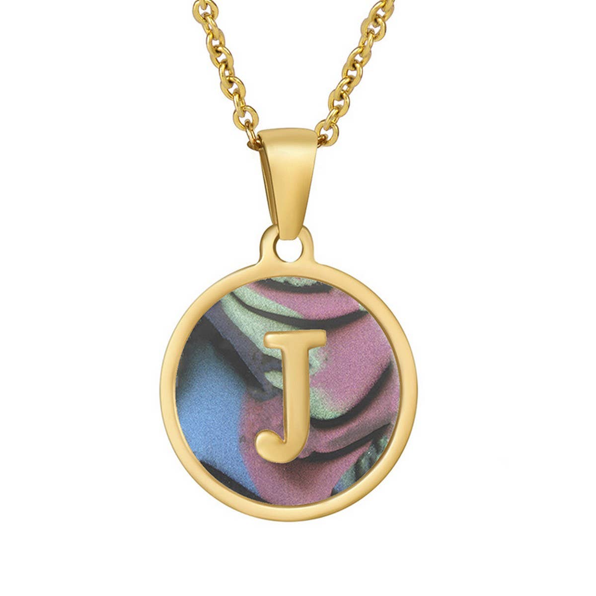 CIRCULAR SHELL ENGLISH LETTER PENDANT NECKLACE