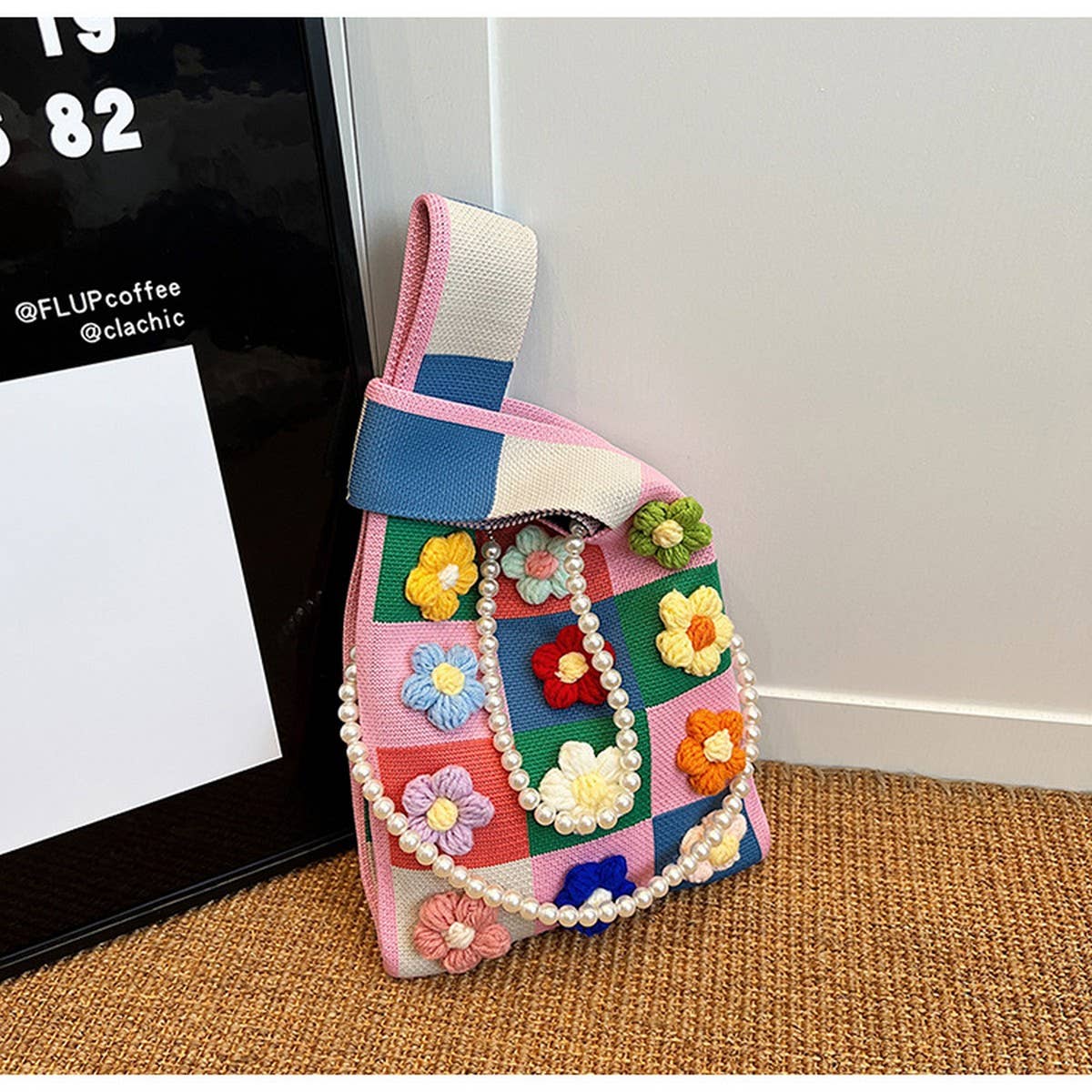 FASHION SIMPLE KNITTED FLOWER TOTE BAG_CWAB2419