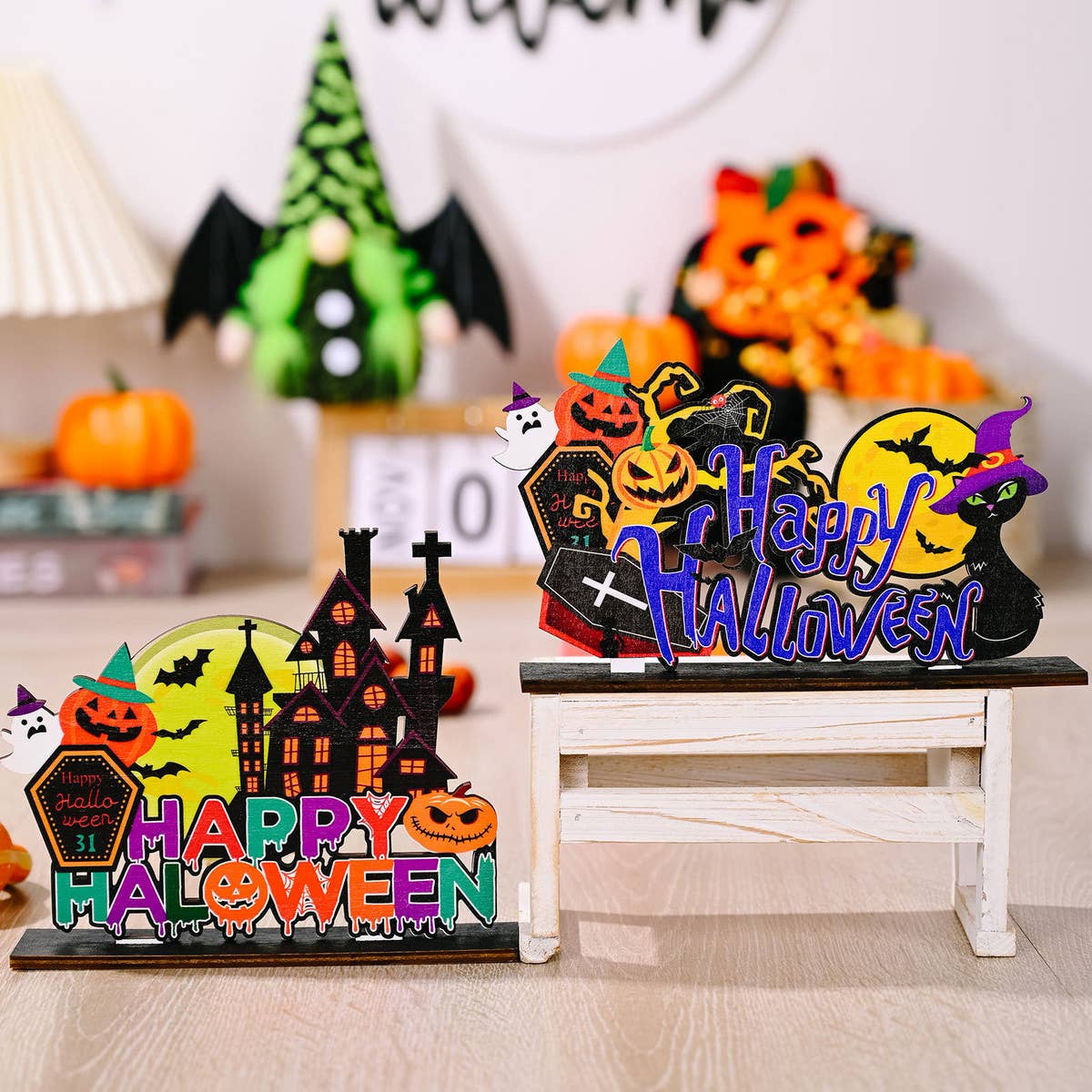 HALLOWEEN WOODEN DECORATIONS FOR HOME