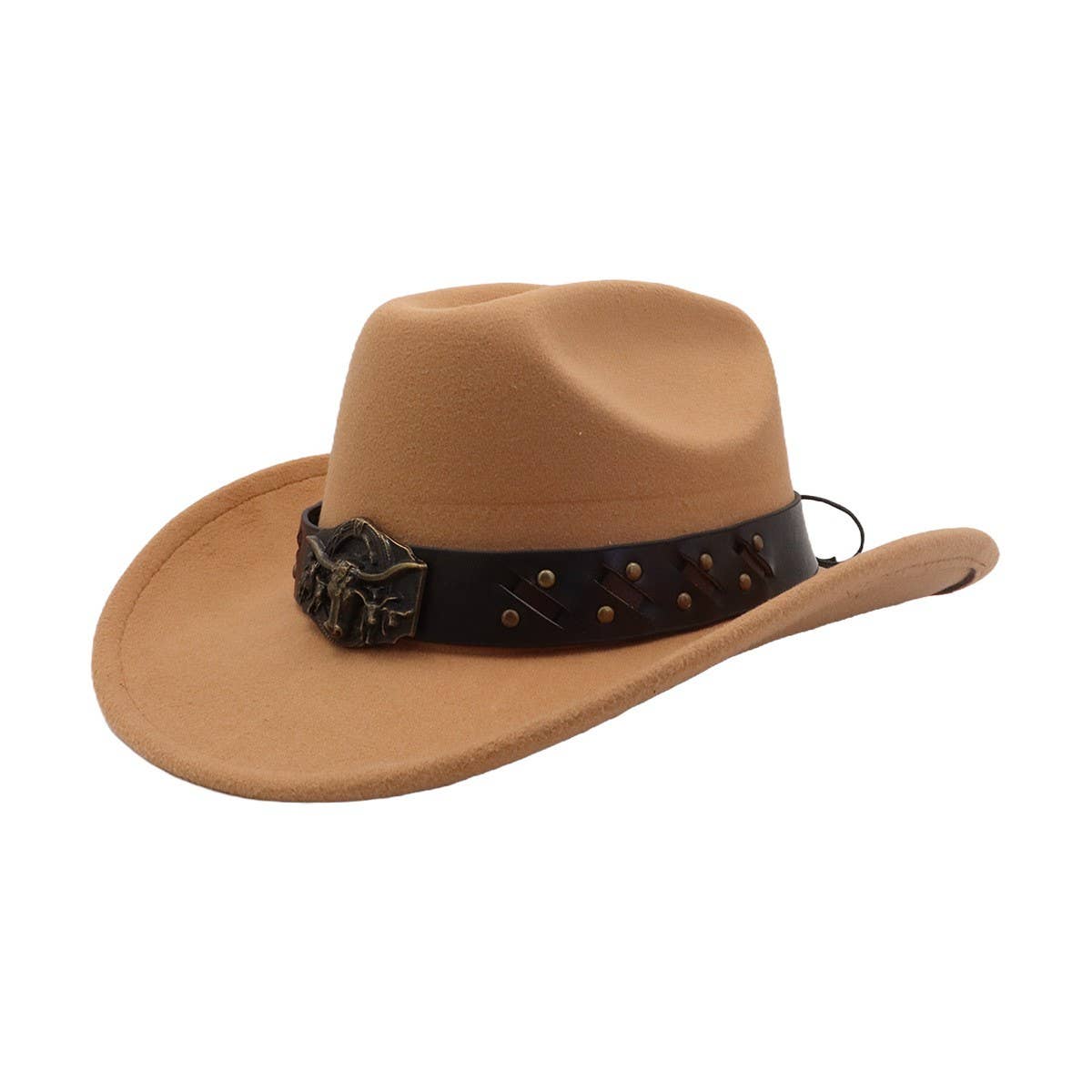New Western Wool Fedora Hat with Ethnic Design_CWAH04499