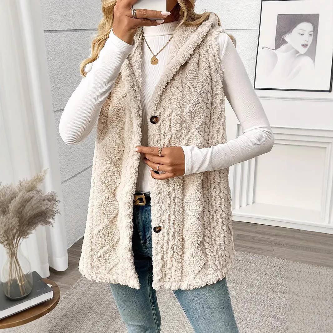 Double-sided plush single-breasted cardigan